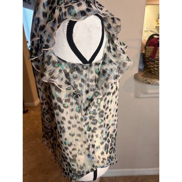 LOFT Women's Shimmer Leopard Flutter Sleeve Blouse XS 0-4 💸BOGO🎉 - Picture 8 of 9